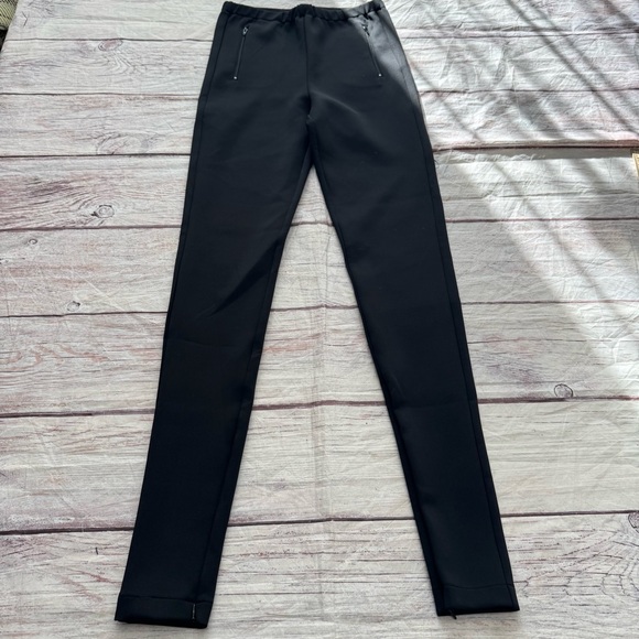 Amanda Uprichard Slim Ponte Pants Ankle Zip Moto Black Size Large - Picture 2 of 9